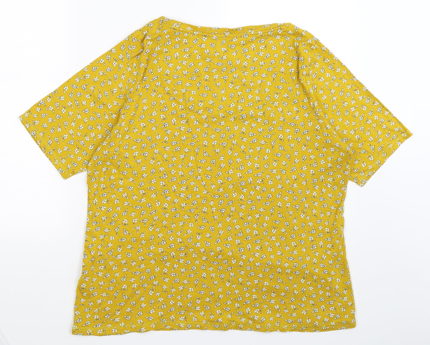 Marks and Spencer Womens Yellow Floral  Basic T-Shirt Size 20