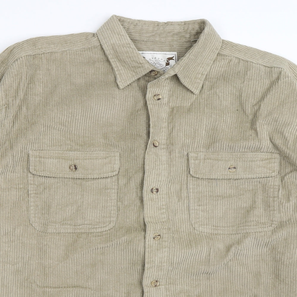 Outdoor Essentials Mens Beige  Corduroy  Button-Up Size XL
