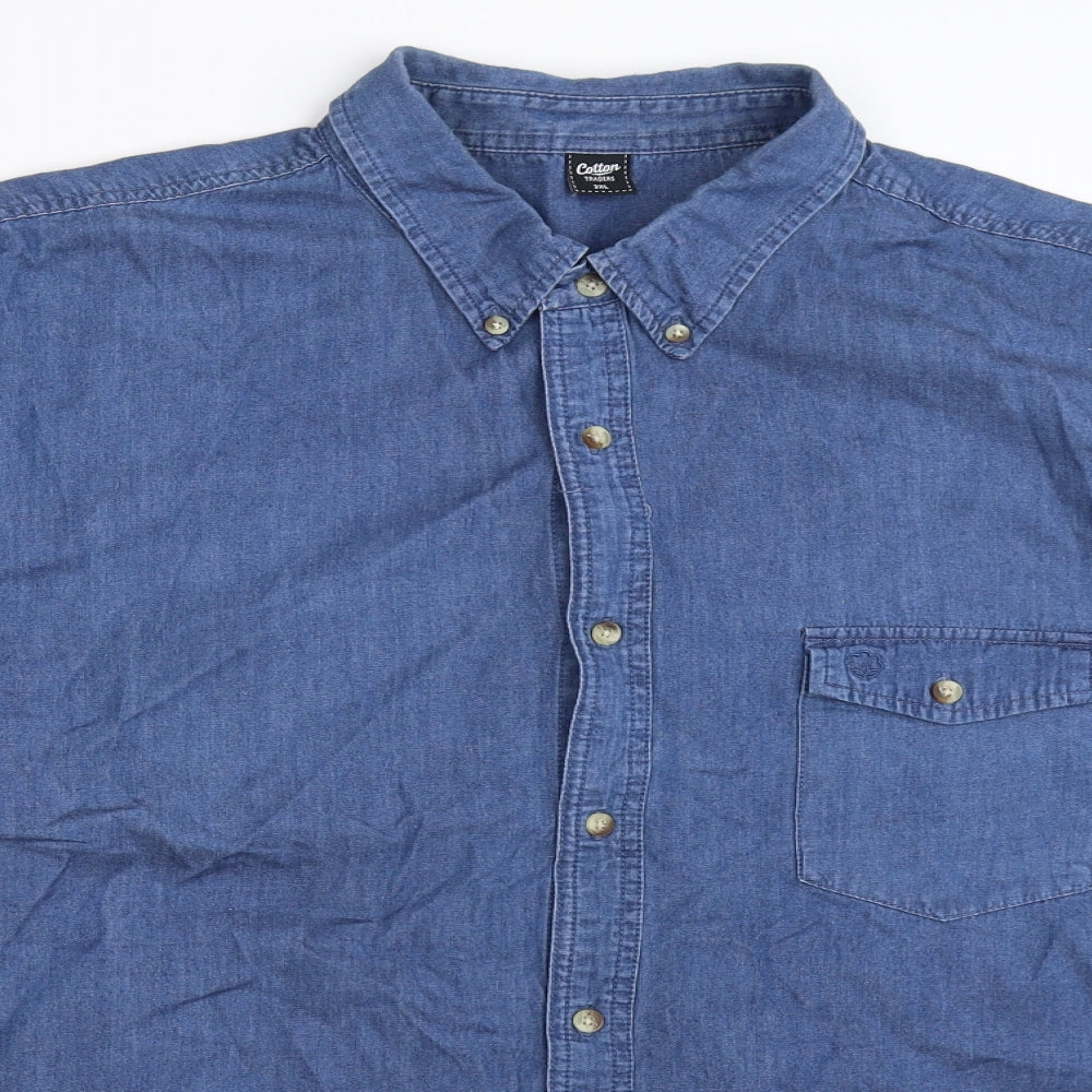 Cotton Traders Mens Blue  Denim  Button-Up Size 3XL