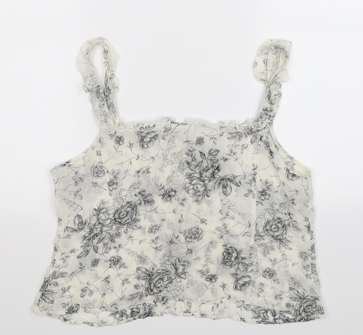 Minuet Womens White Floral  Basic Tank Size 10