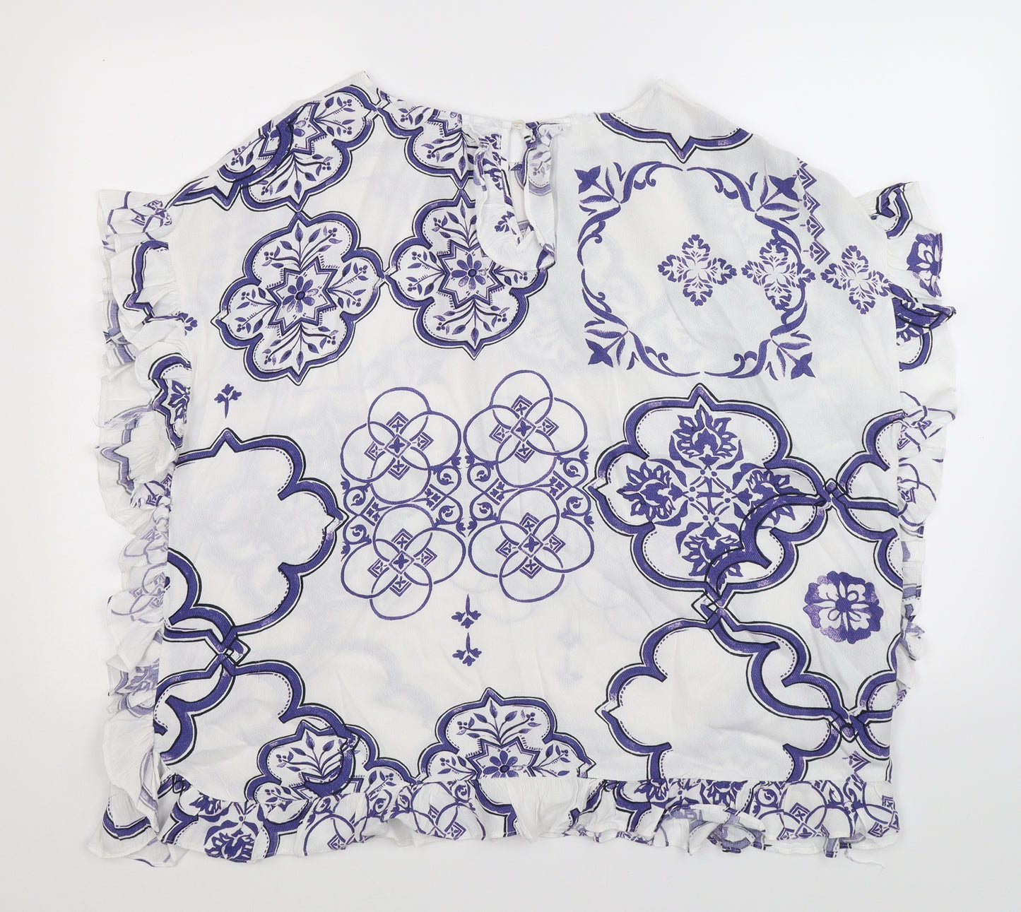 NEXT Womens White Geometric  Basic Blouse Size 20