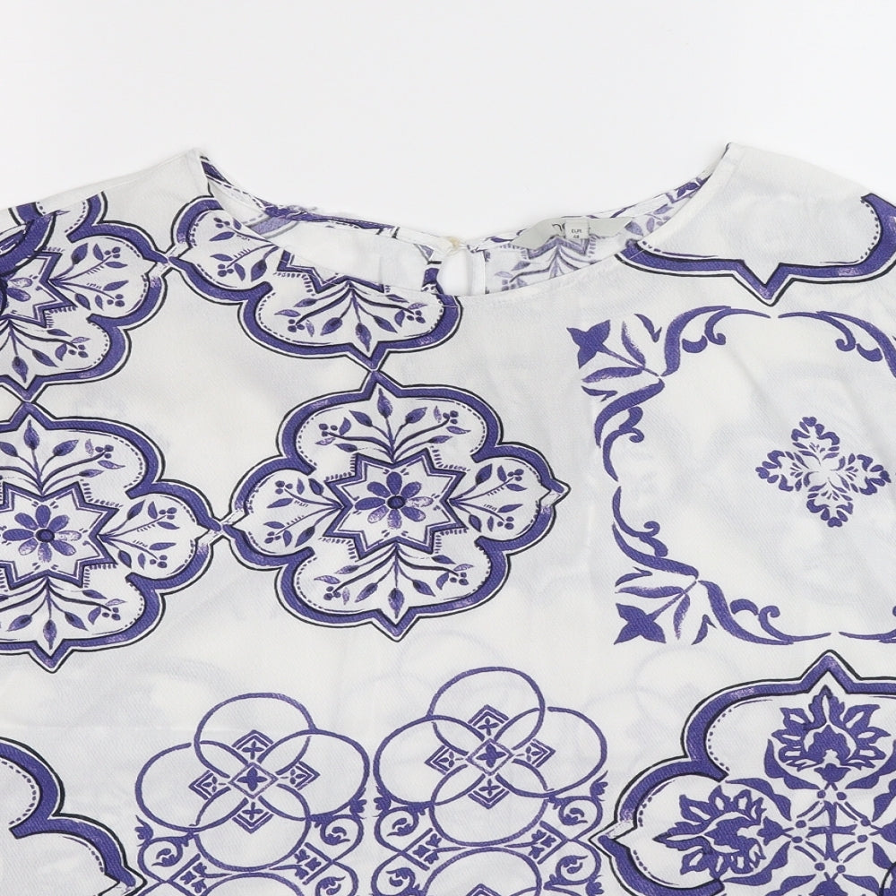 NEXT Womens White Geometric  Basic Blouse Size 20