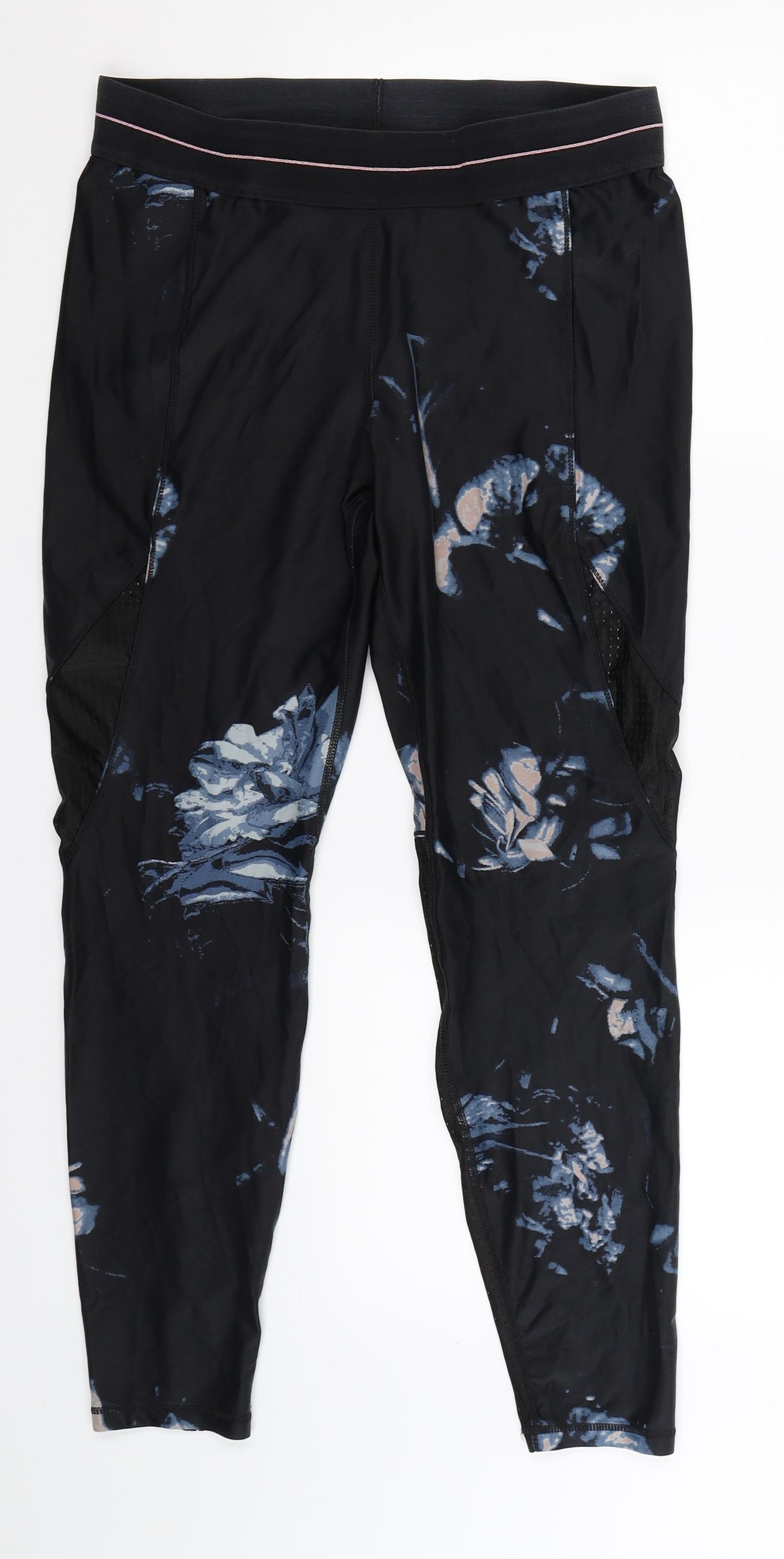 H&M Womens Black Floral  Compression Leggings Size 32 in L26 in