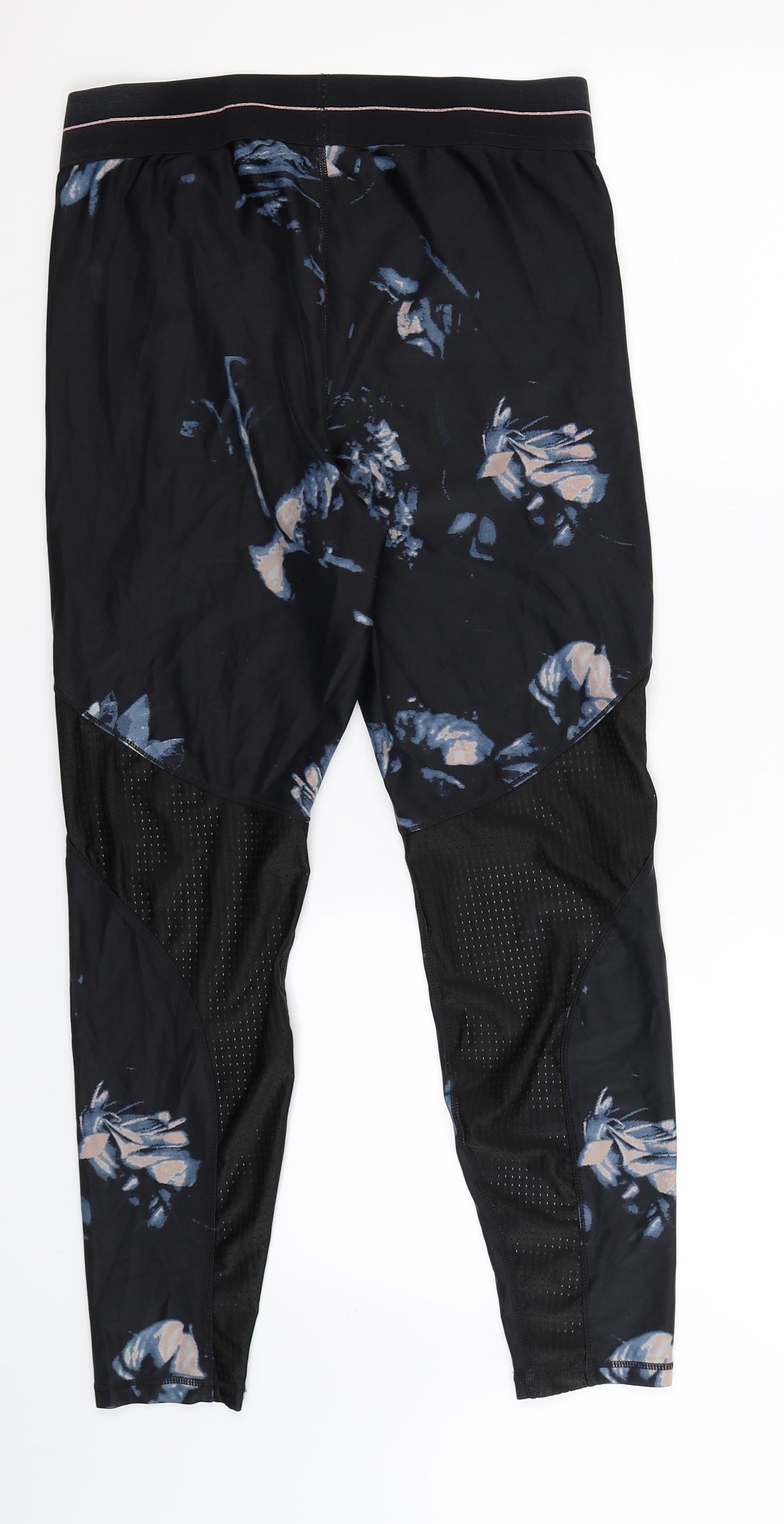H&M Womens Black Floral  Compression Leggings Size 32 in L26 in