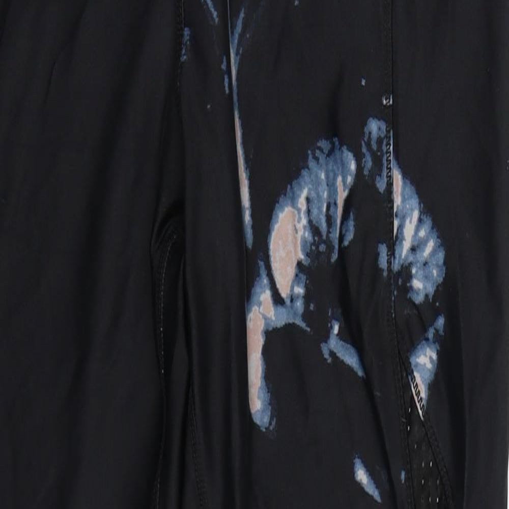 H&M Womens Black Floral  Compression Leggings Size 32 in L26 in