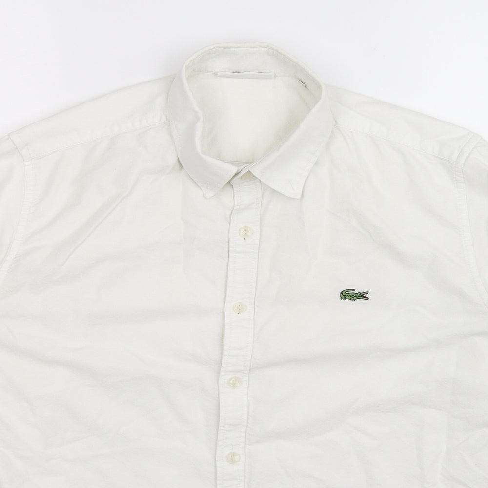 Lacoste Mens White    Button-Up Size XL