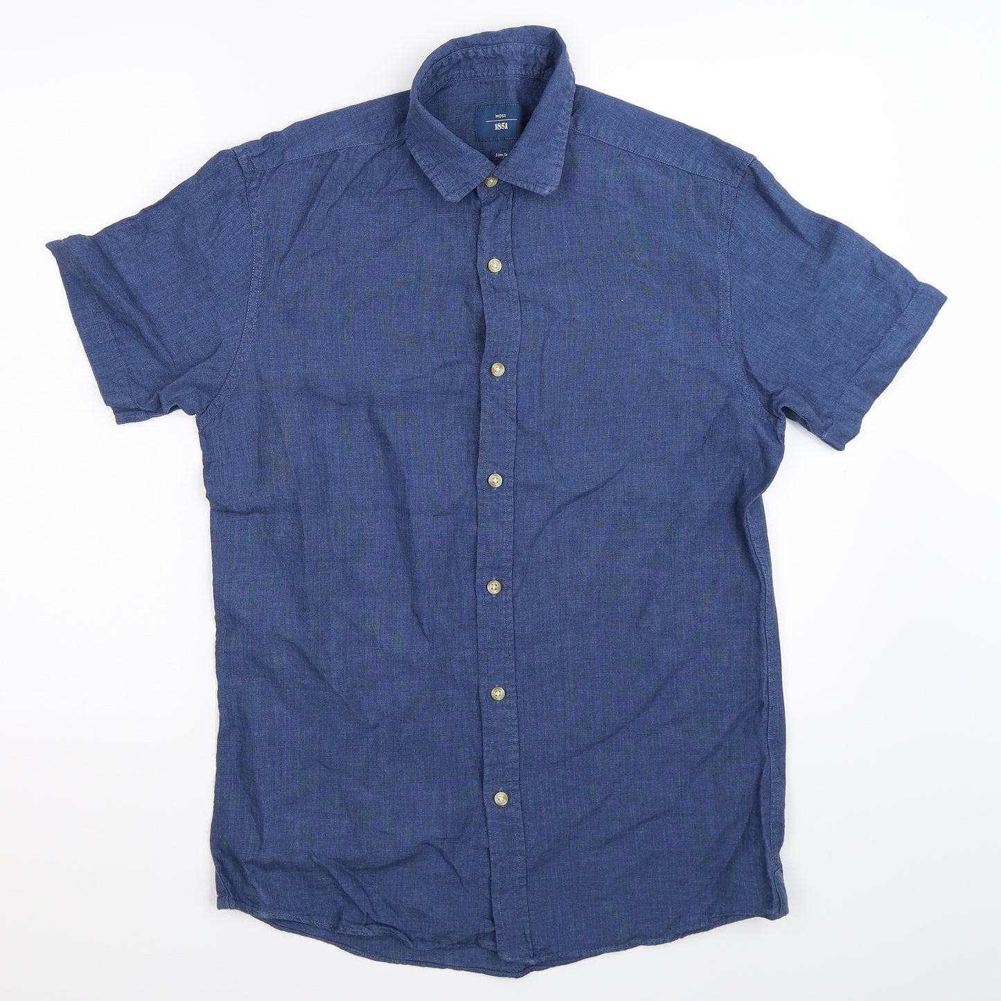 Moss Mens Blue    Button-Up Size S