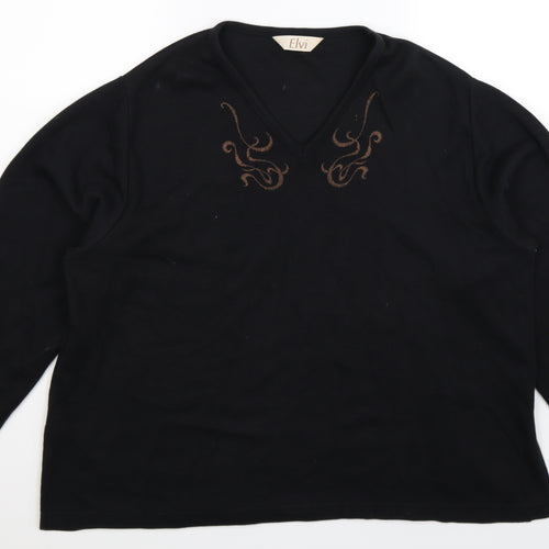 ELVI Womens Black   Pullover Sweatshirt Size M  - Oversized