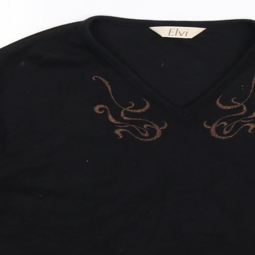 ELVI Womens Black   Pullover Sweatshirt Size M  - Oversized
