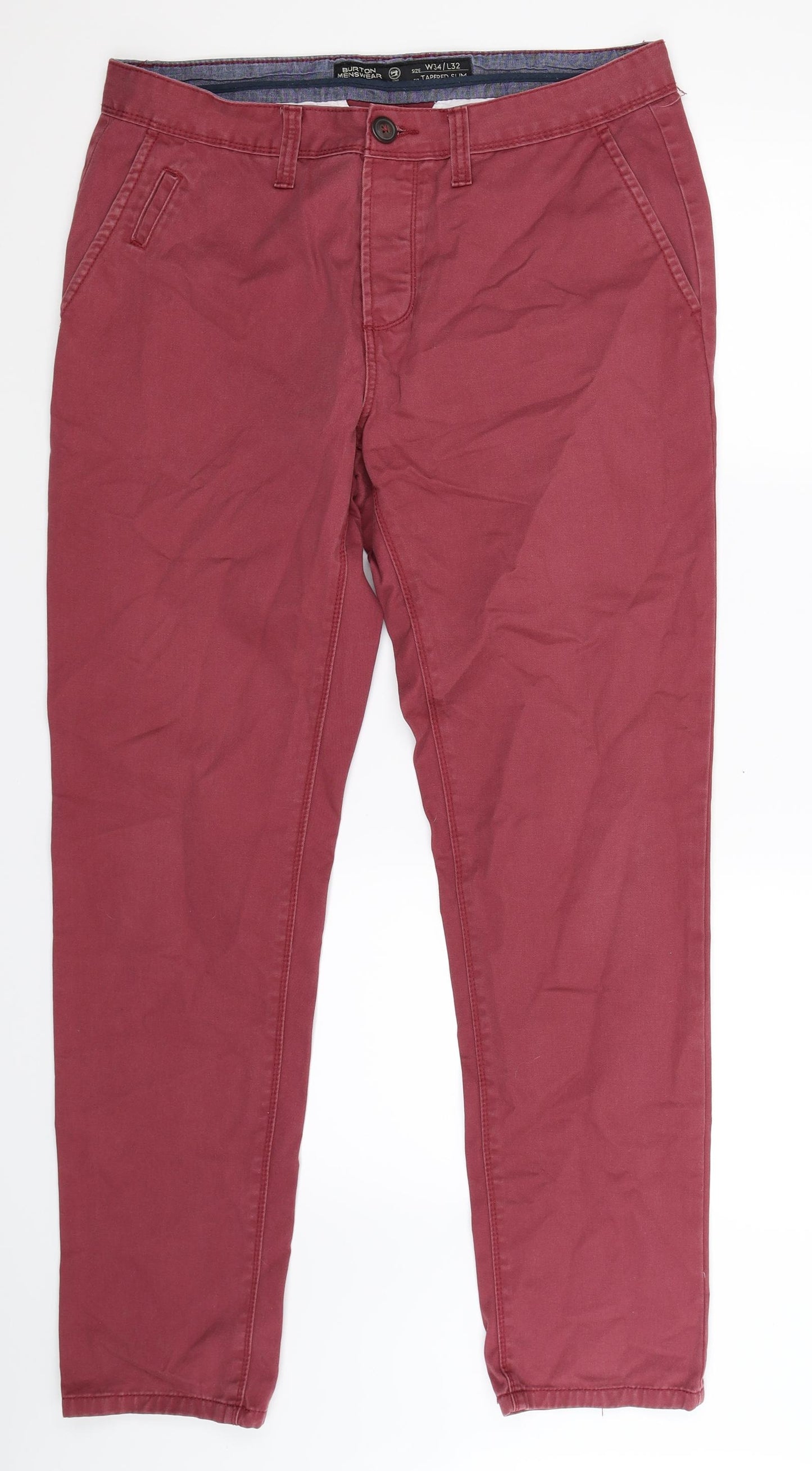 Burton Mens Brown   Chino Trousers Size 34 L32 in