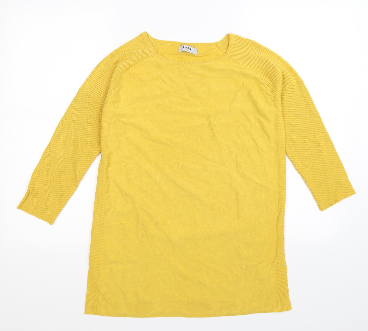 Soon Womens Yellow  Knit Pullover Jumper Size M