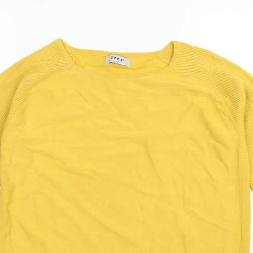 Soon Womens Yellow  Knit Pullover Jumper Size M