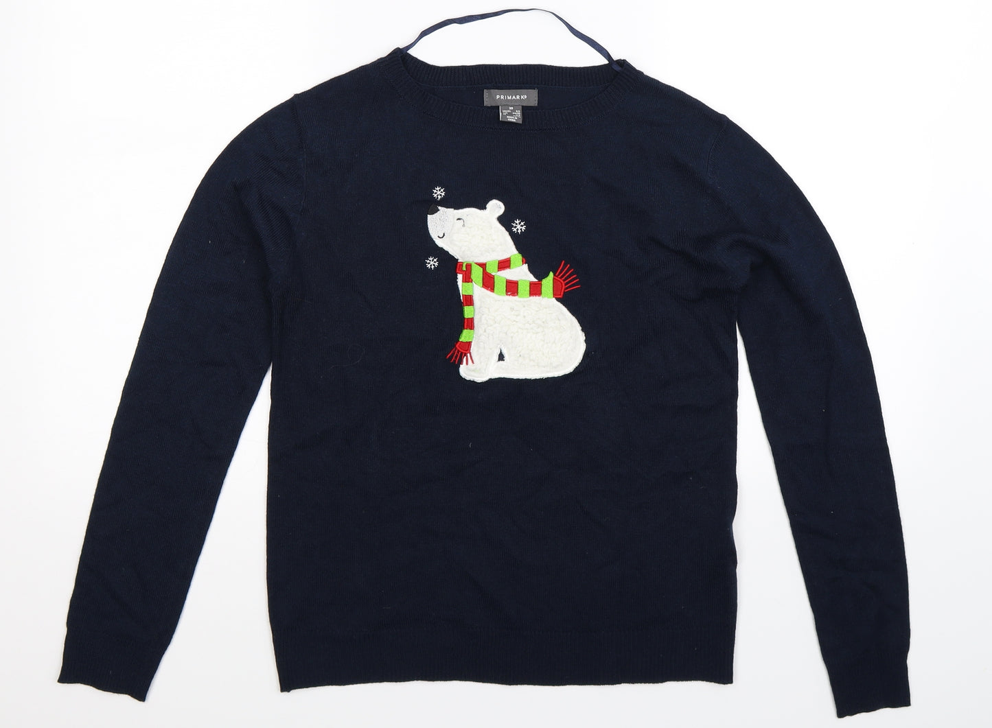 Primark Womens Blue  Knit Pullover Jumper Size 8  - Christmas