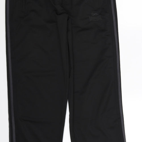 Lonsdale Mens Black Striped  Track Pants Trousers Size L L33 in