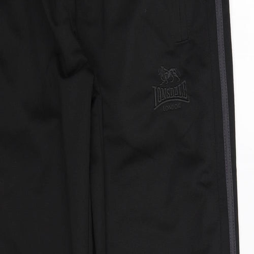 Lonsdale Mens Black Striped  Track Pants Trousers Size L L33 in