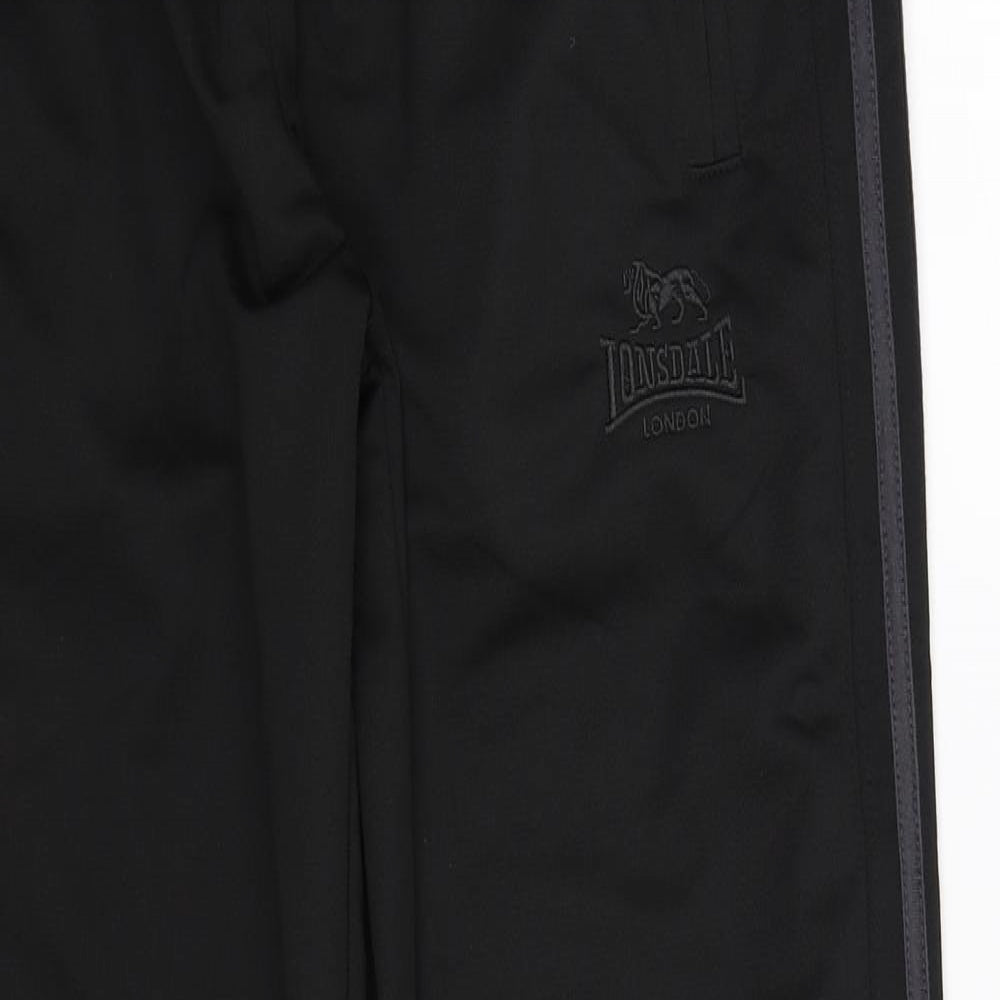 Lonsdale Mens Black Striped  Track Pants Trousers Size L L33 in