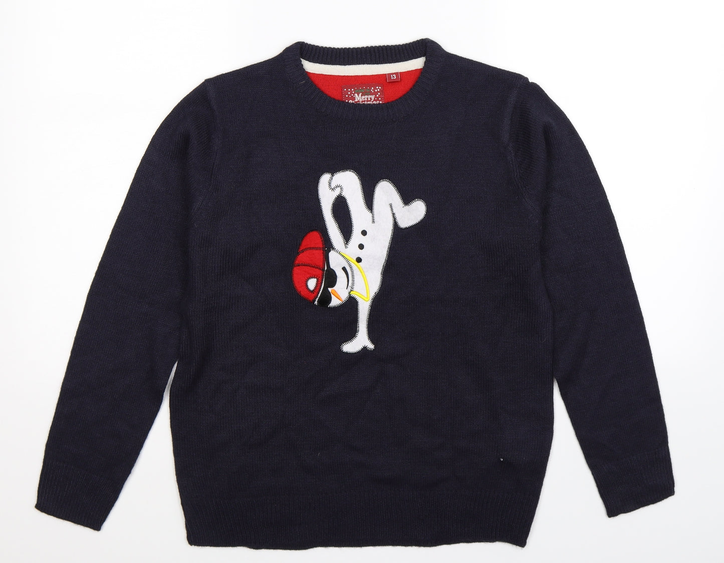 Brave Soul Boys Blue  Knit Pullover Jumper Size 13 Years