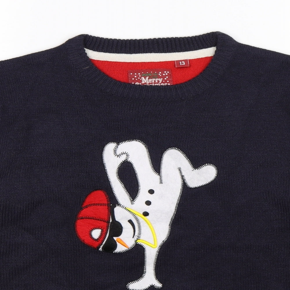Brave Soul Boys Blue  Knit Pullover Jumper Size 13 Years