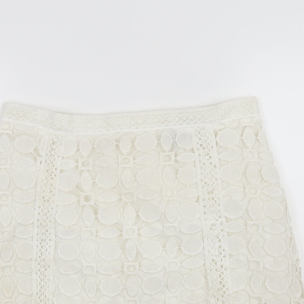 Topshop Womens White   A-Line Skirt Size 10