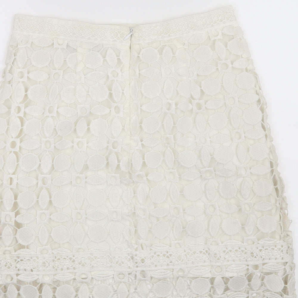 Topshop Womens White   A-Line Skirt Size 10