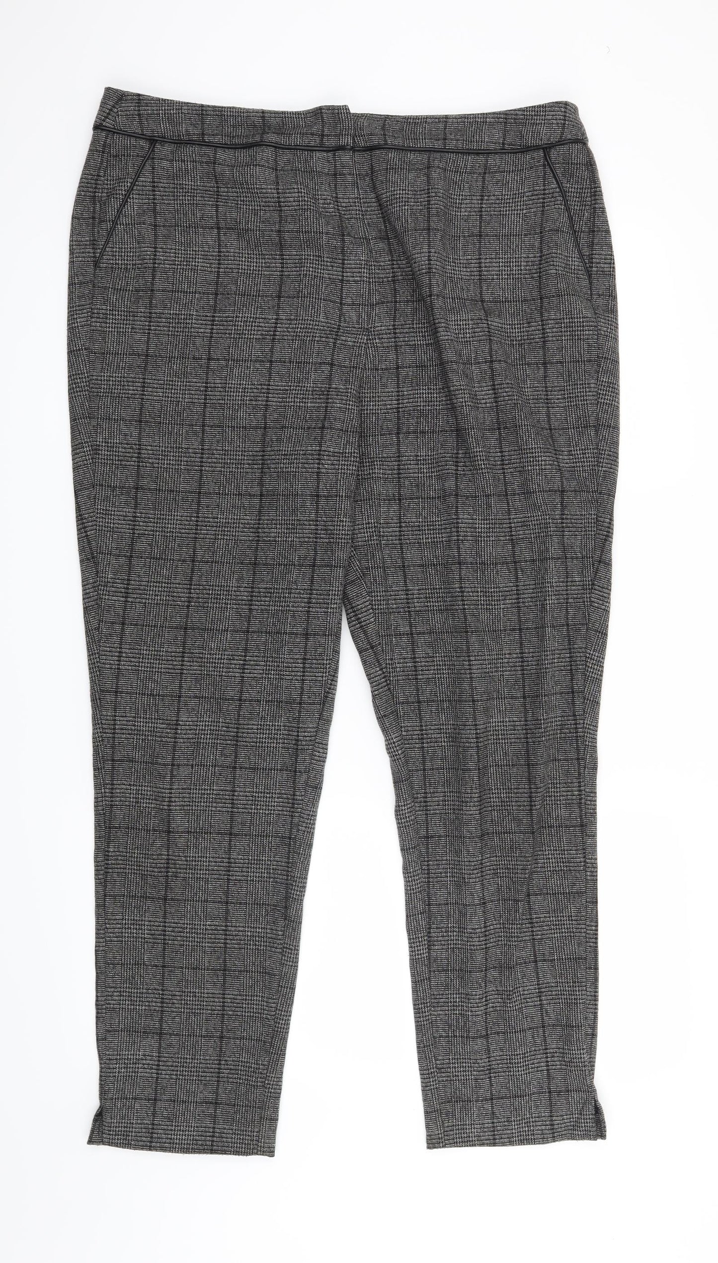 Papaya Womens Grey Check  Trousers  Size 16 L27 in