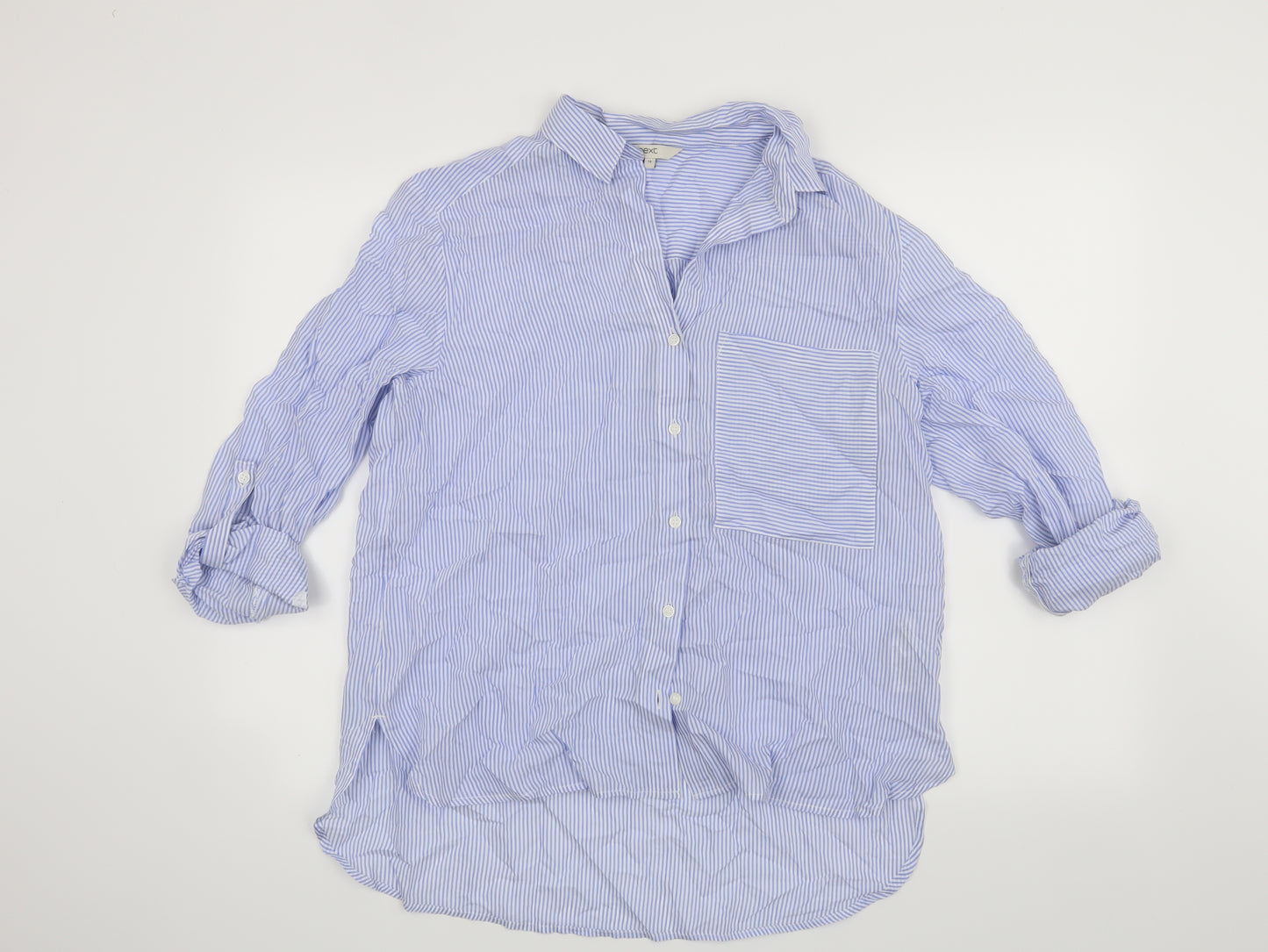 NEXT Womens Blue Striped  Basic Button-Up Size 14