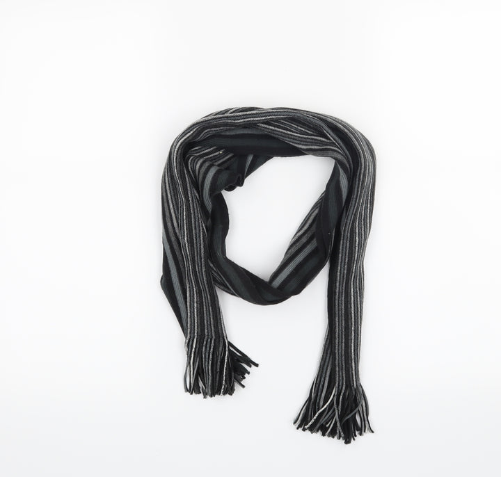 Preworn Mens Black Striped Scarf One Size