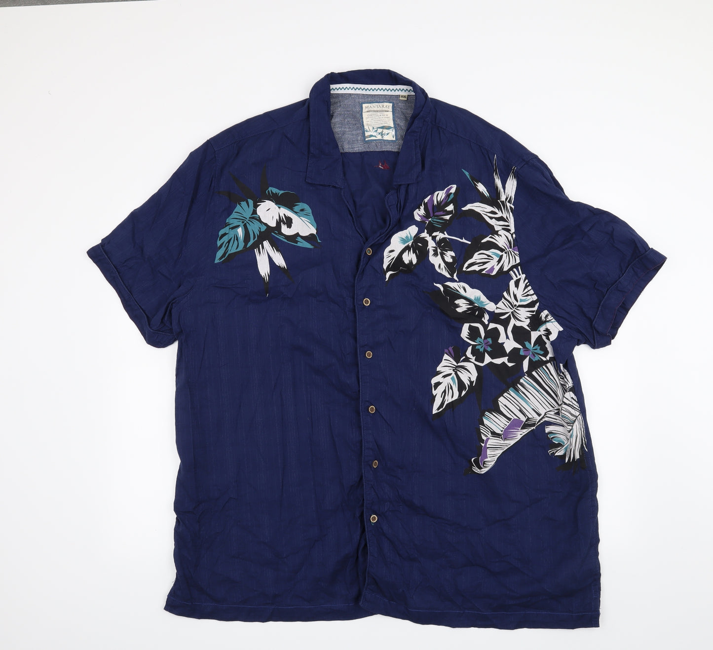 Mantaray Mens Blue    Button-Up Size 2XL