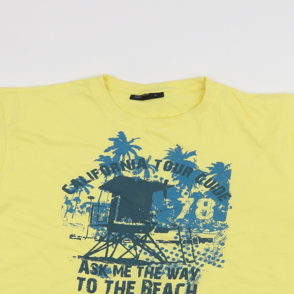 Cedar Wood State Mens Yellow    T-Shirt Size L