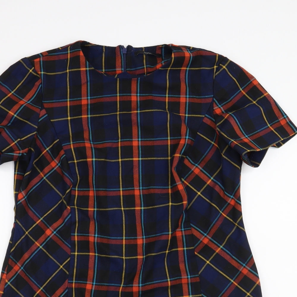 George Womens Blue Check  A-Line  Size 14
