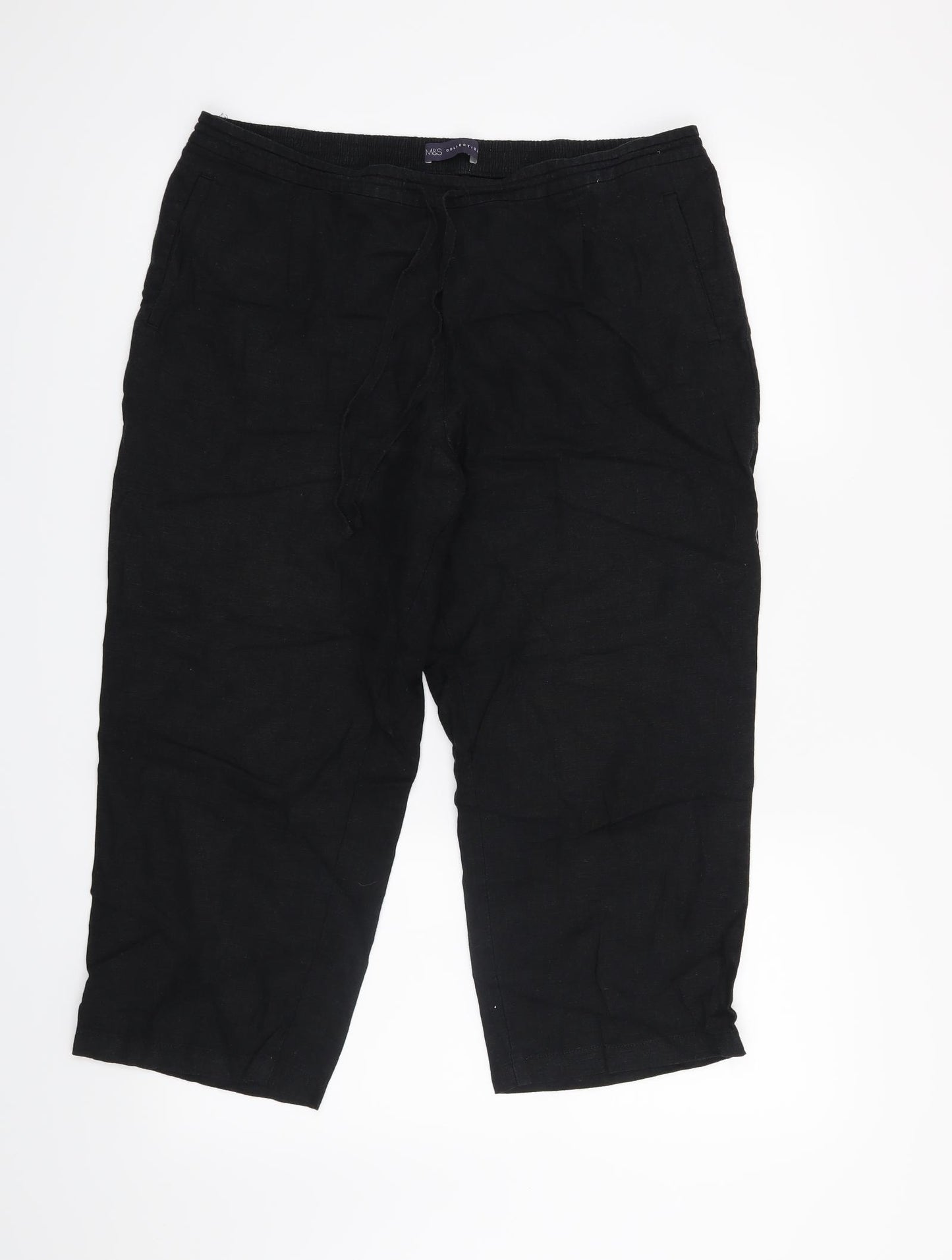 M&S Womens Black   Cropped Trousers Size 14 L20 in