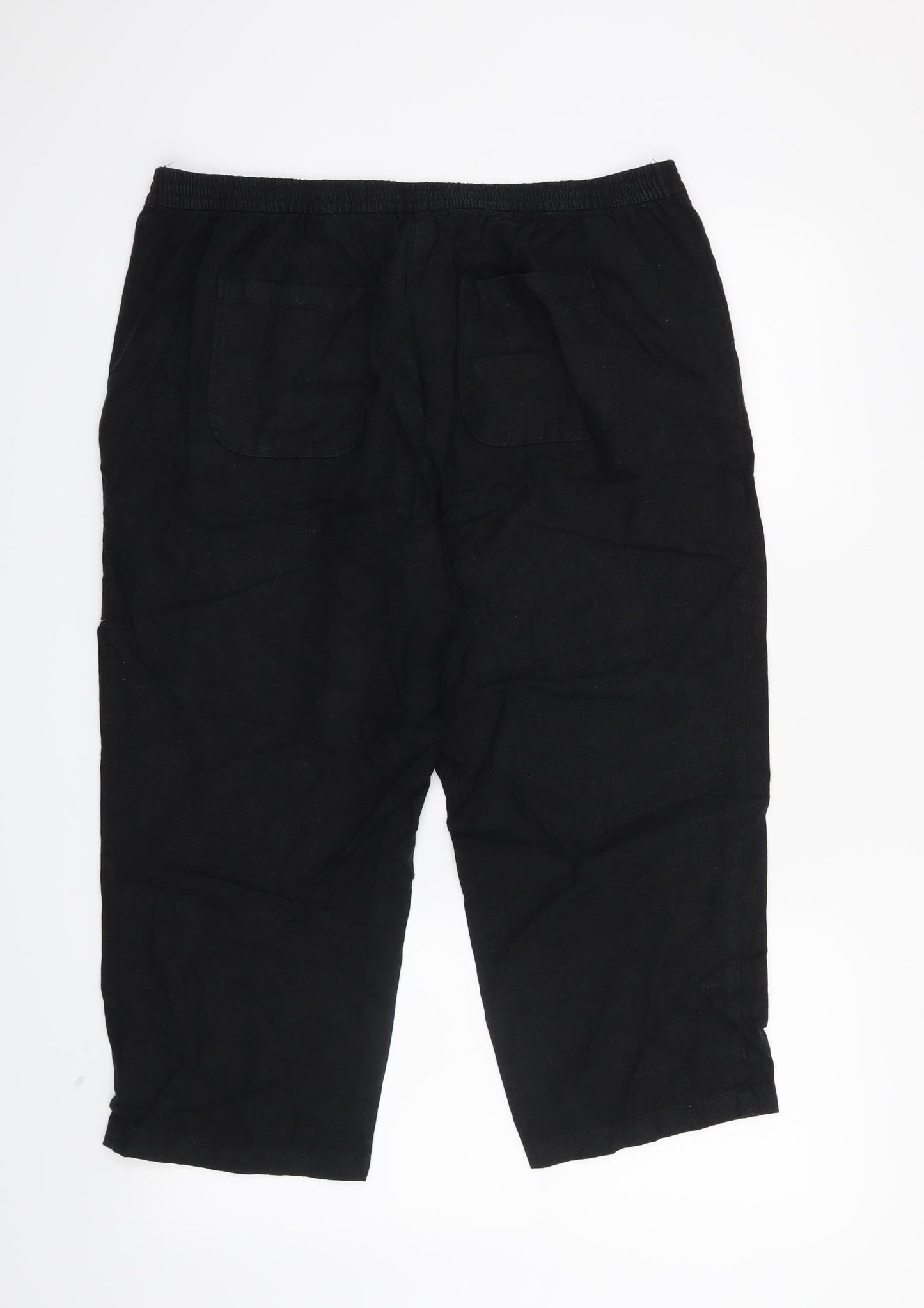 M&S Womens Black   Cropped Trousers Size 14 L20 in