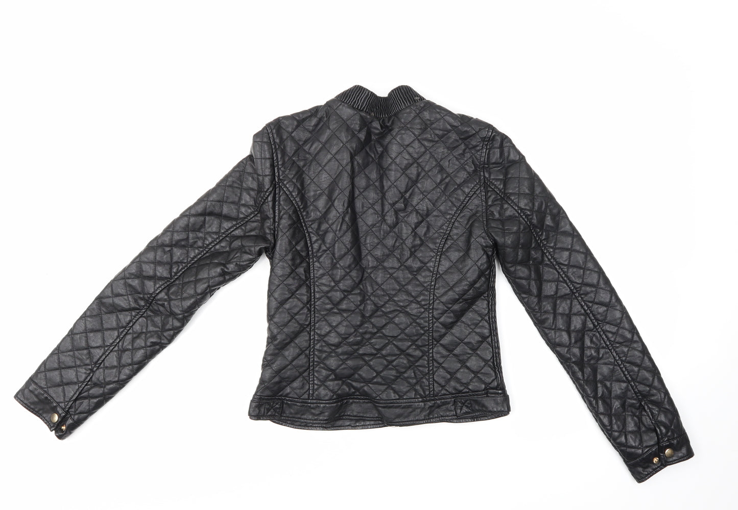 Select Womens Black Argyle/Diamond  Biker Jacket Size 8