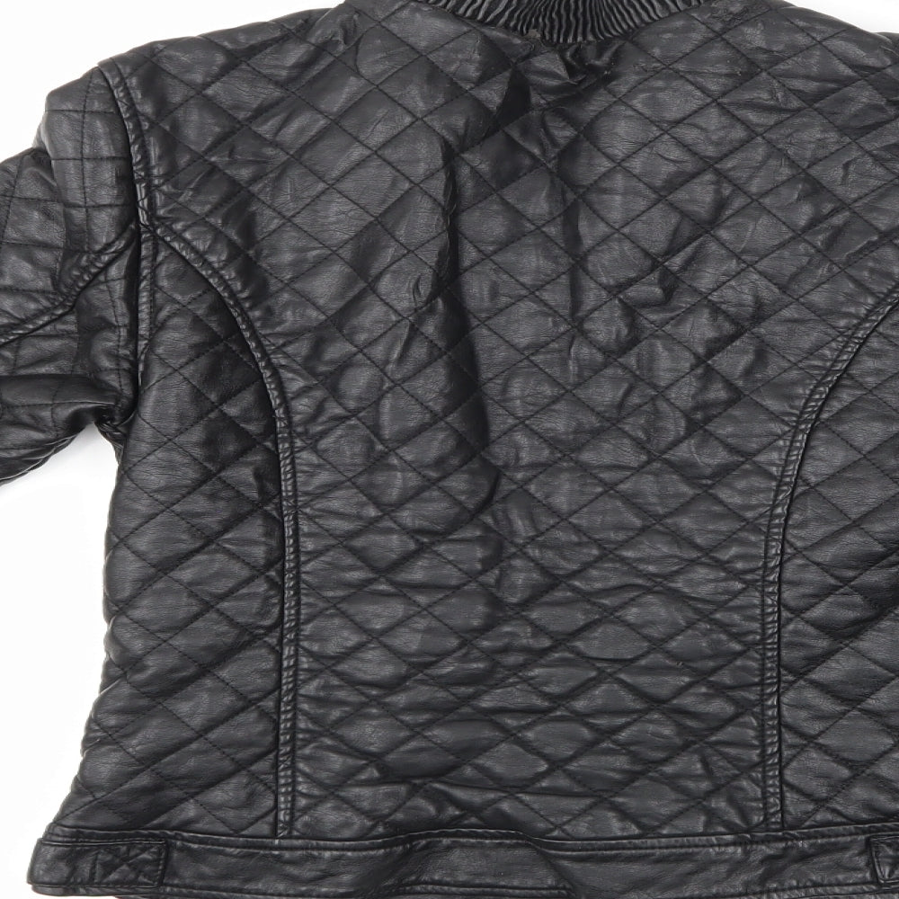 Select Womens Black Argyle/Diamond  Biker Jacket Size 8