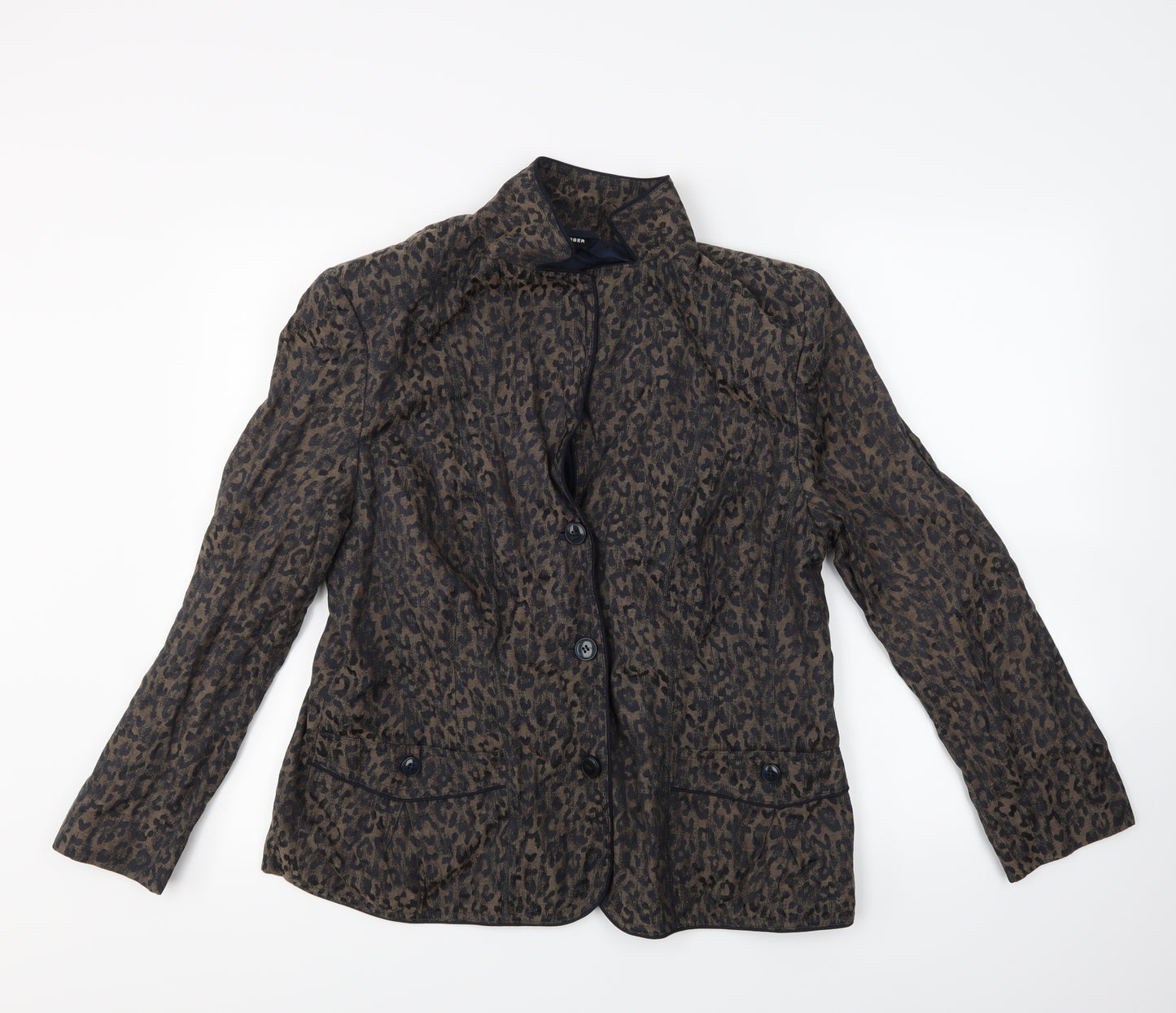 Gary Weber Womens Brown Animal Print  Jacket  Size 18