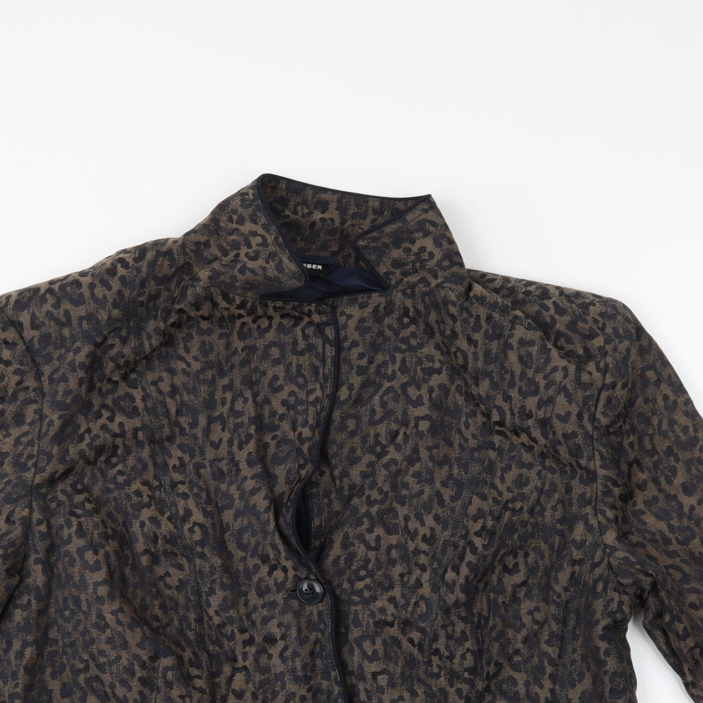 Gary Weber Womens Brown Animal Print  Jacket  Size 18