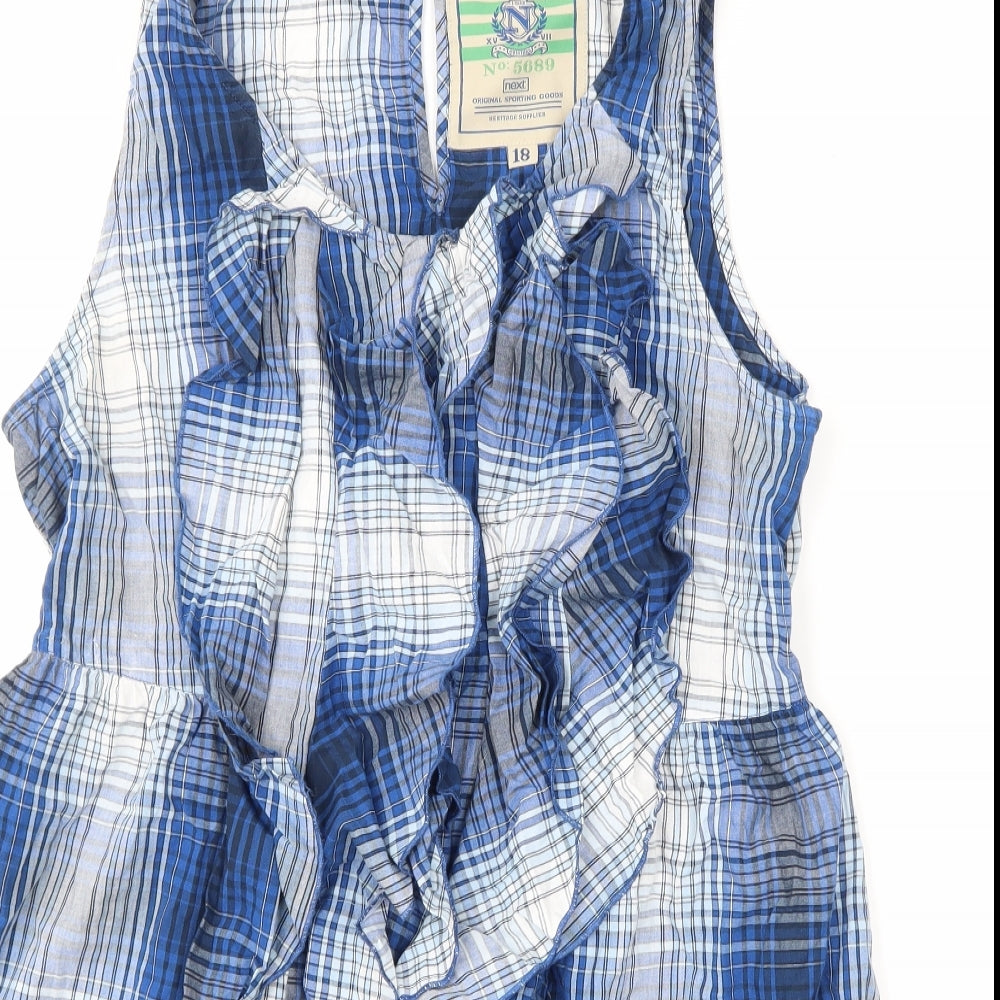 NEXT Womens Blue Check  Mini  Size 18