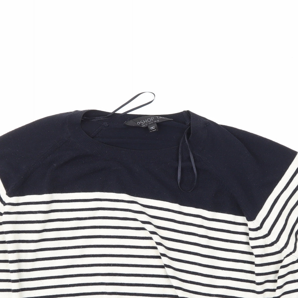 Topshop Womens Blue Striped  Pullover Jumper Size 10