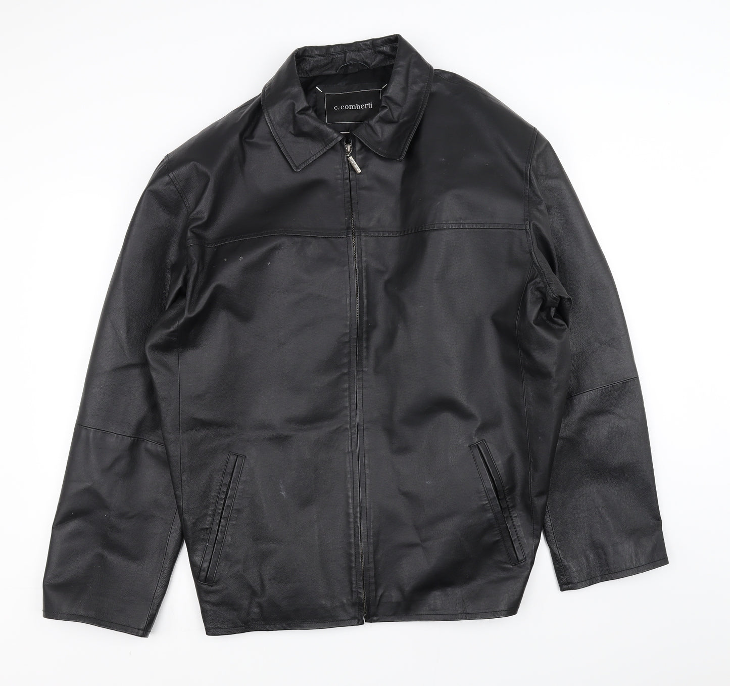 C.Comberti Mens Black   Overcoat Coat Size 2XL