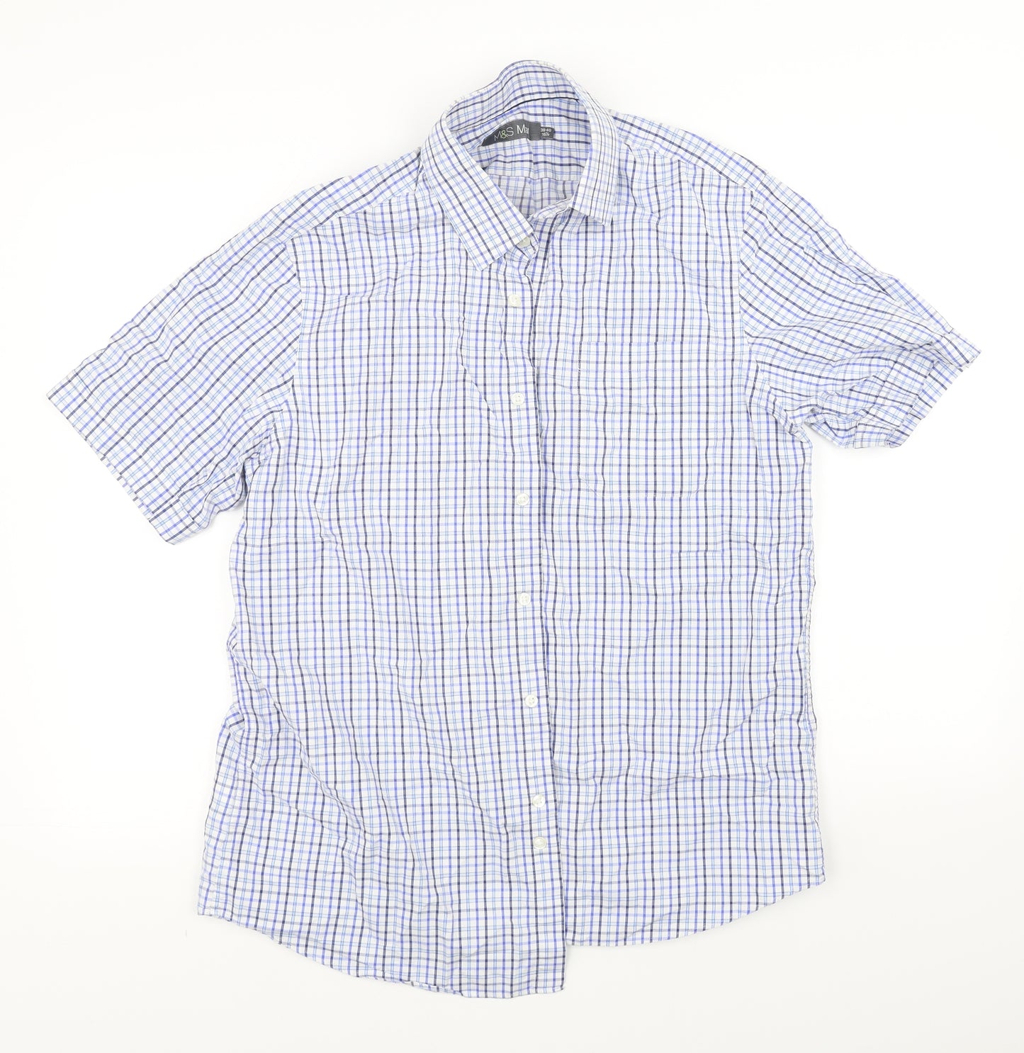 Marks and Spencer Mens Blue    Dress Shirt Size 15.5