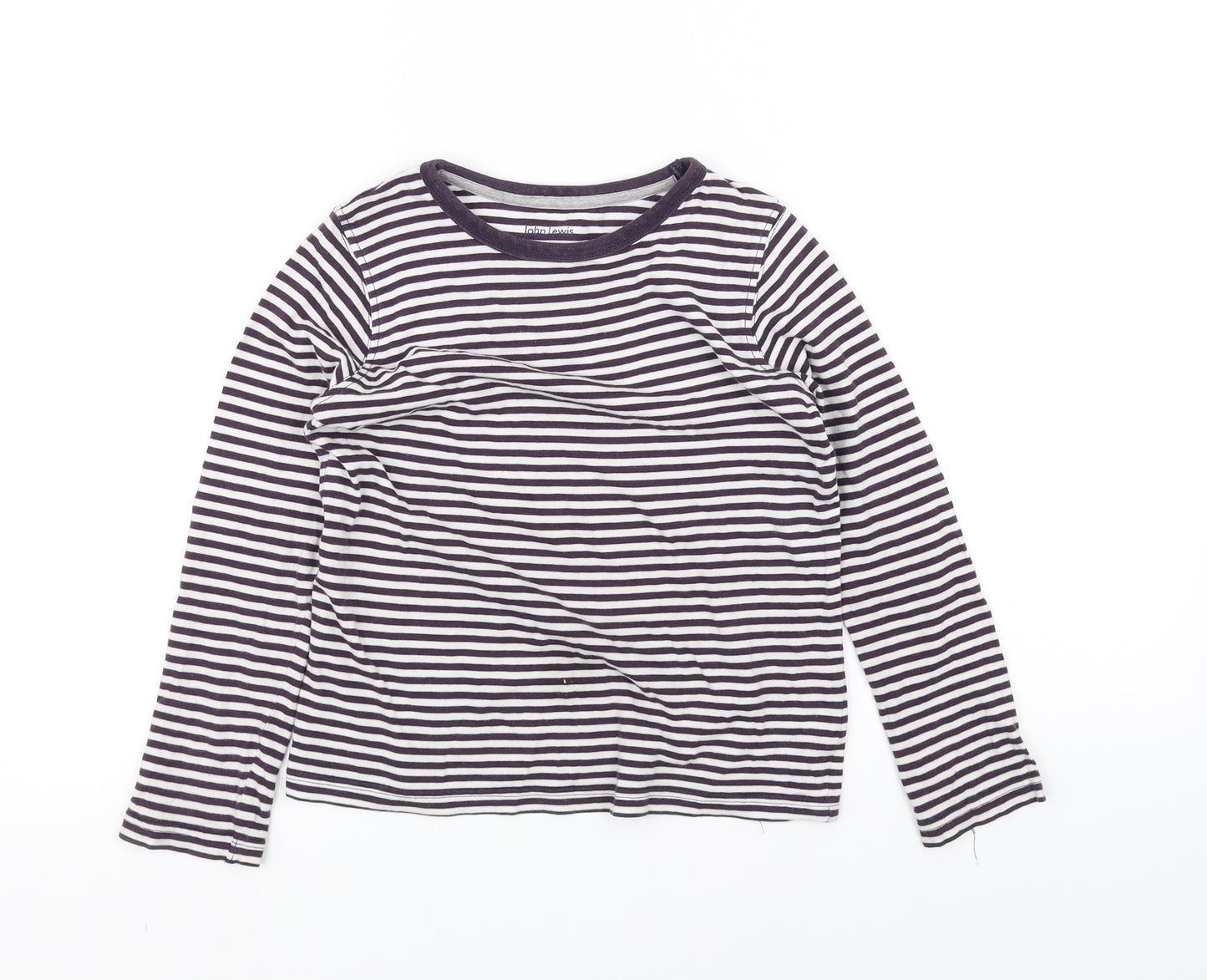 John Lewis Boys White Striped  Basic T-Shirt Size 7 Years