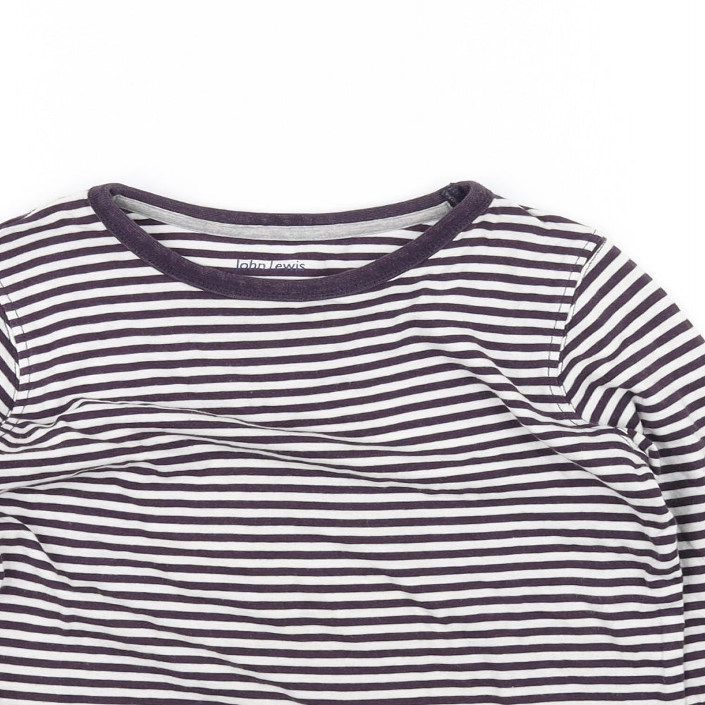 John Lewis Boys White Striped  Basic T-Shirt Size 7 Years
