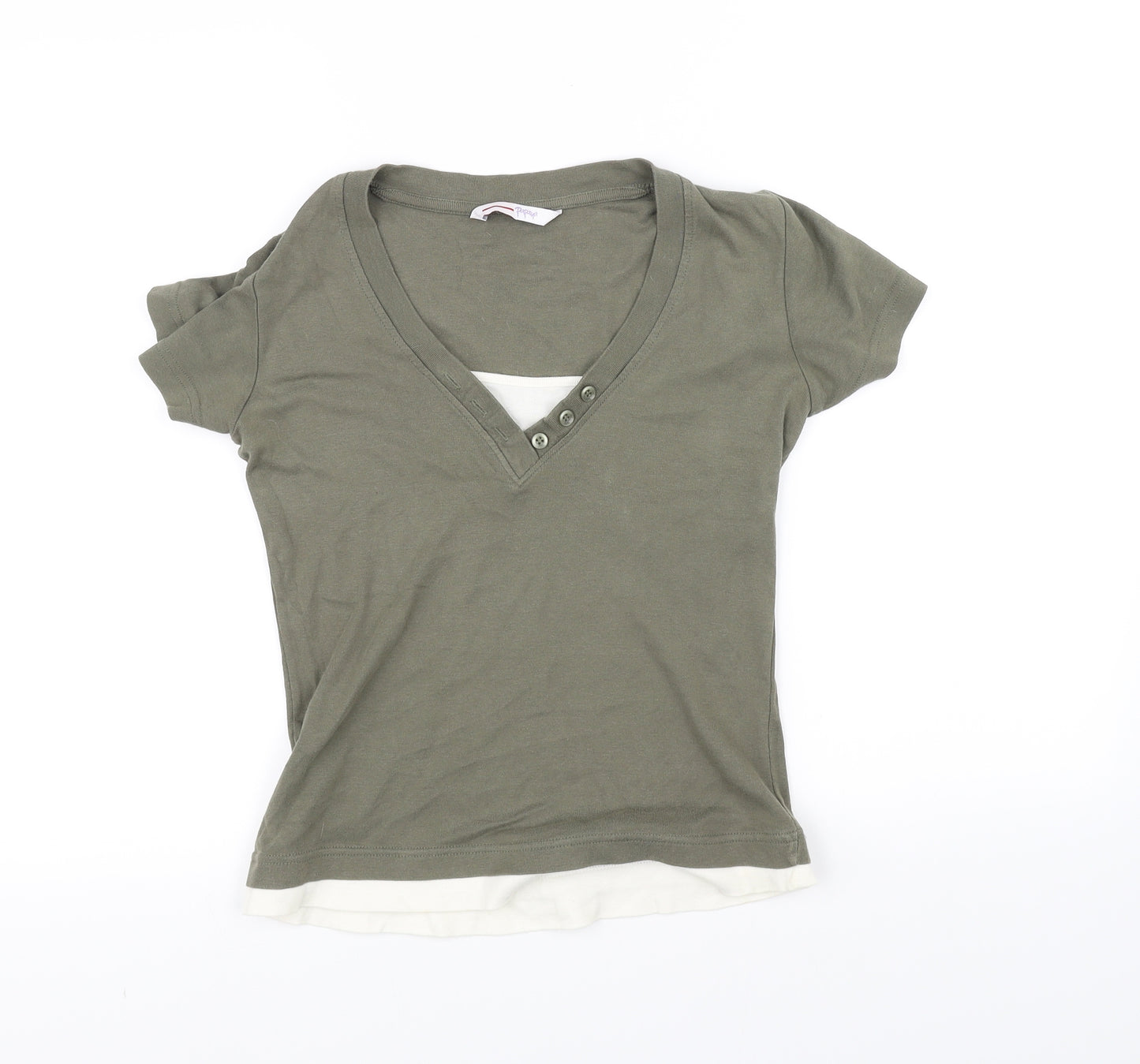 Papaya Womens Green   Basic T-Shirt Size 10