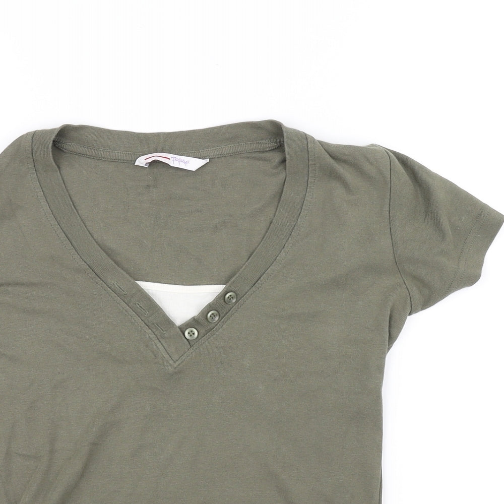 Papaya Womens Green   Basic T-Shirt Size 10