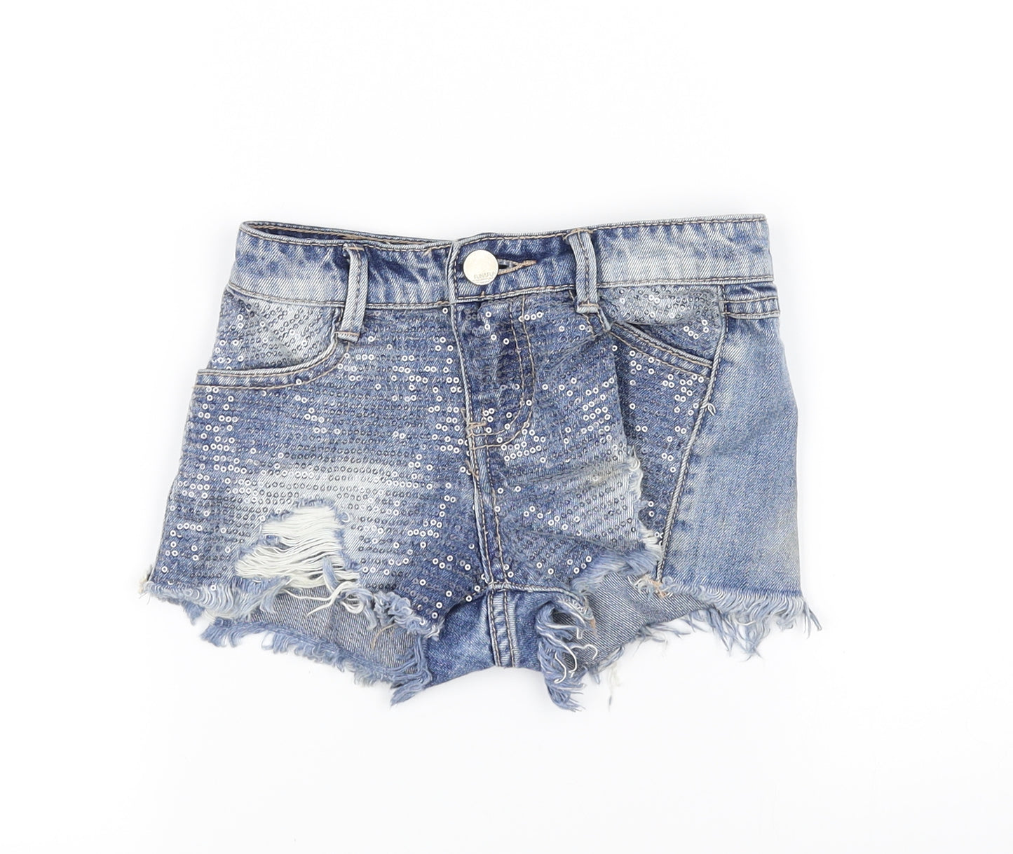 fun & fun Girls Blue   Cut-Off Shorts Size 5 Years