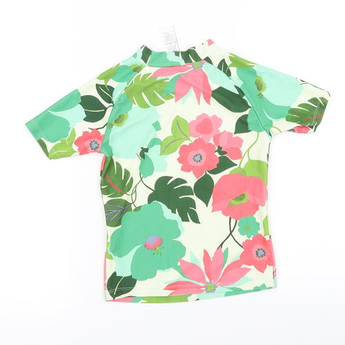 NEXT Girls Green Floral  Basic T-Shirt Size 7 Years