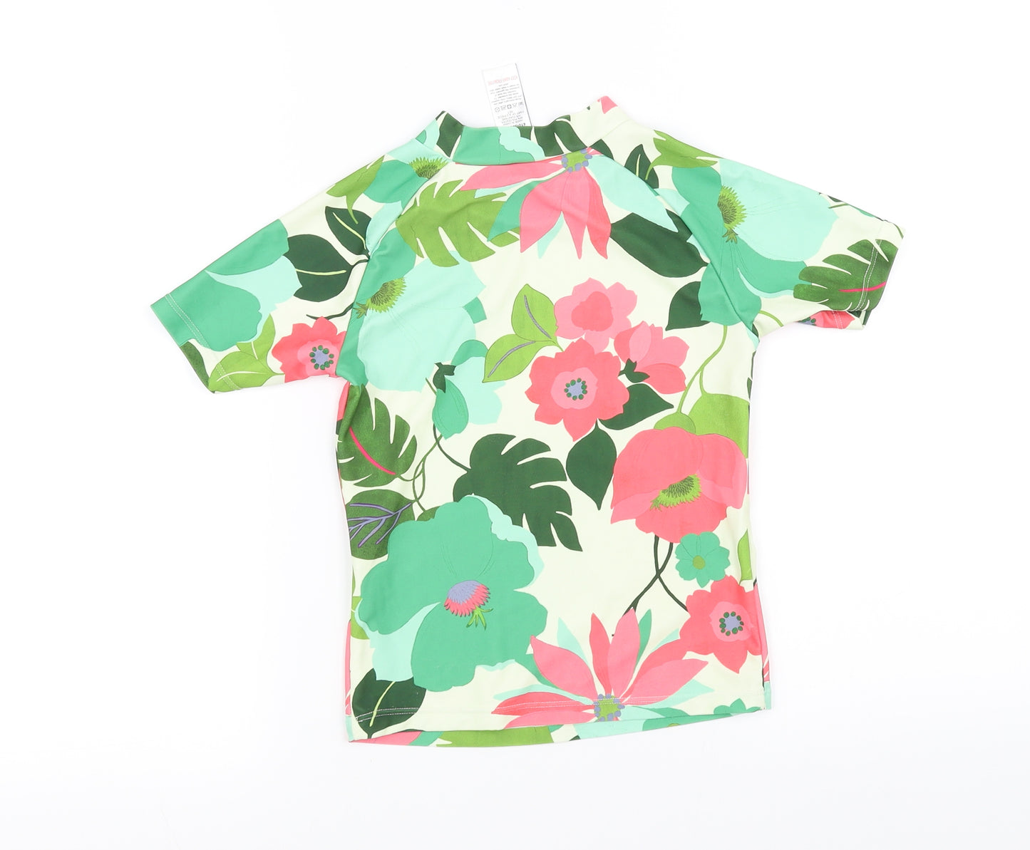 NEXT Girls Green Floral  Basic T-Shirt Size 7 Years