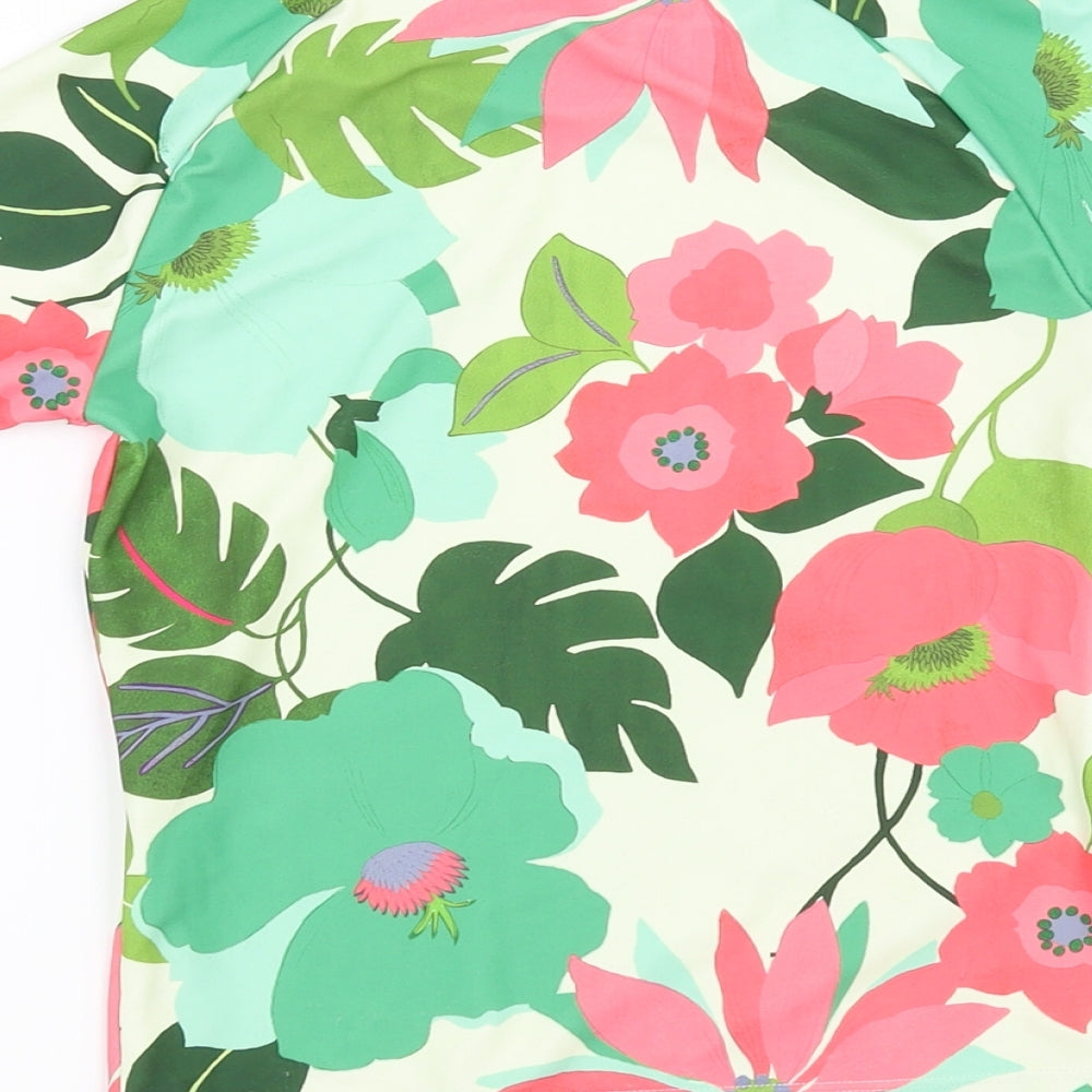 NEXT Girls Green Floral  Basic T-Shirt Size 7 Years