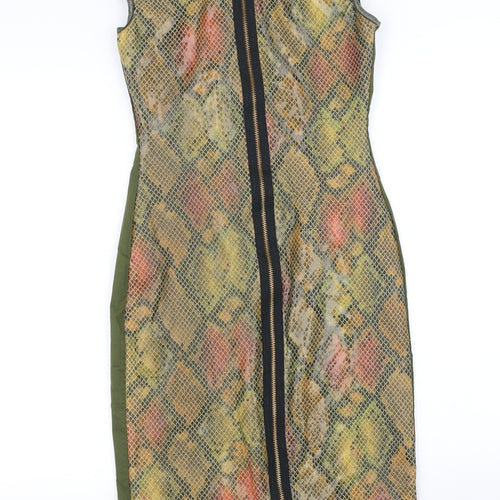Vicky Martin Womens Green Animal Print  Pencil Dress  Size S