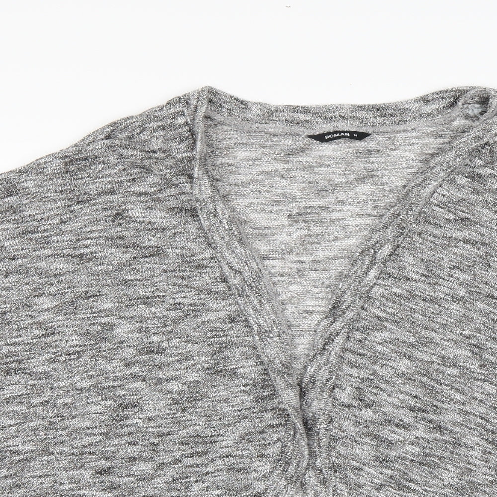 Roman Womens Silver  Knit Cardigan Jumper Size 14